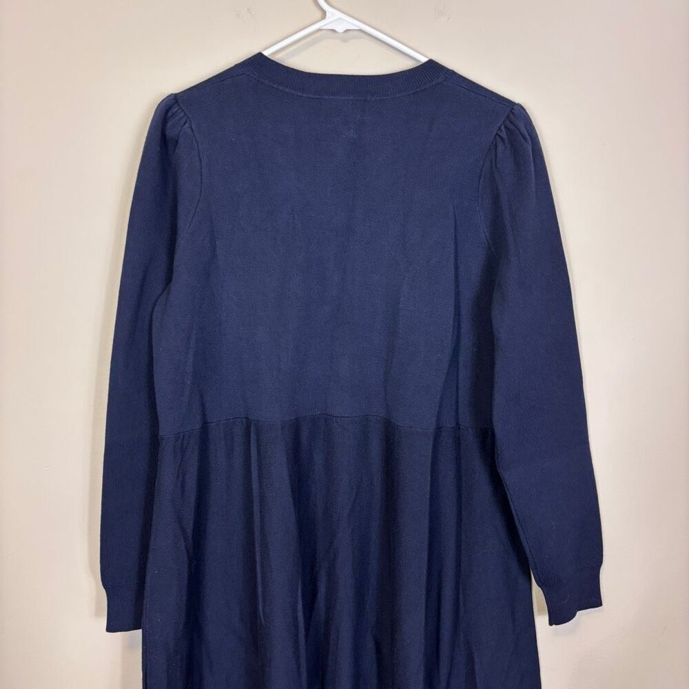Boden Navy Blue Henley Button Long Sleeve Wool Sweater Dress US 10 - Picture 6 of 10
